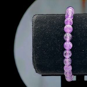 Natural Purple Fluorite Crystal Quartz Beaded Stretchy Bracelet!
